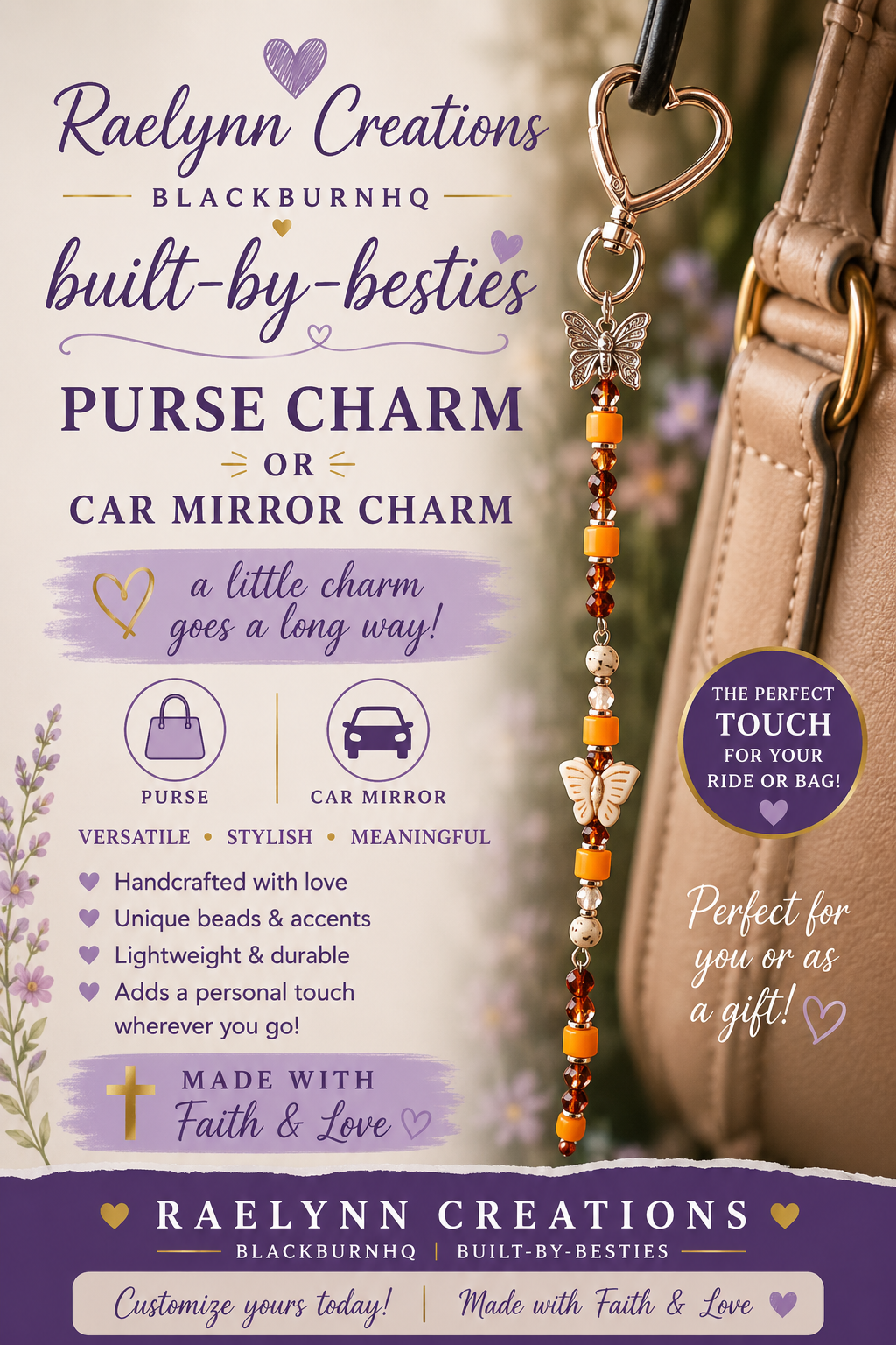 "Amber Wings" - Handmade Charm by Raelynn Creations