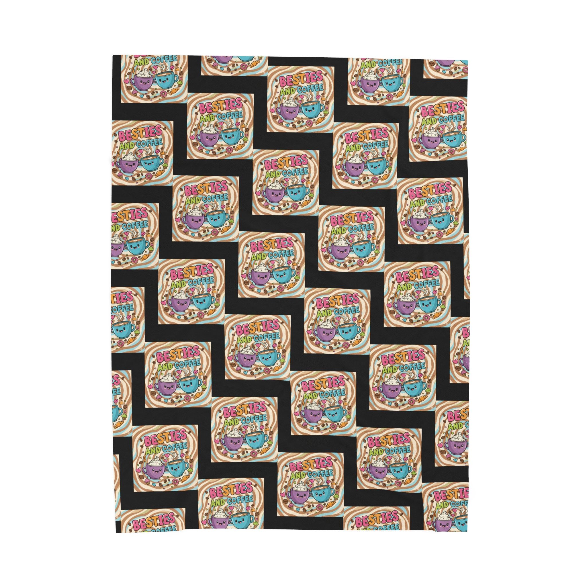 Besties & Coffee Zig Zag Plush Blanket