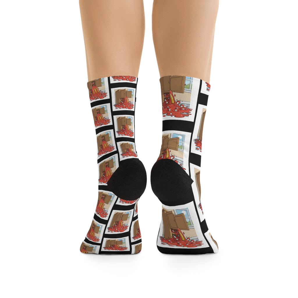 4 Gallons of Ketchup Mismatch Crew Socks | Conversation-Starter Statement Pair
