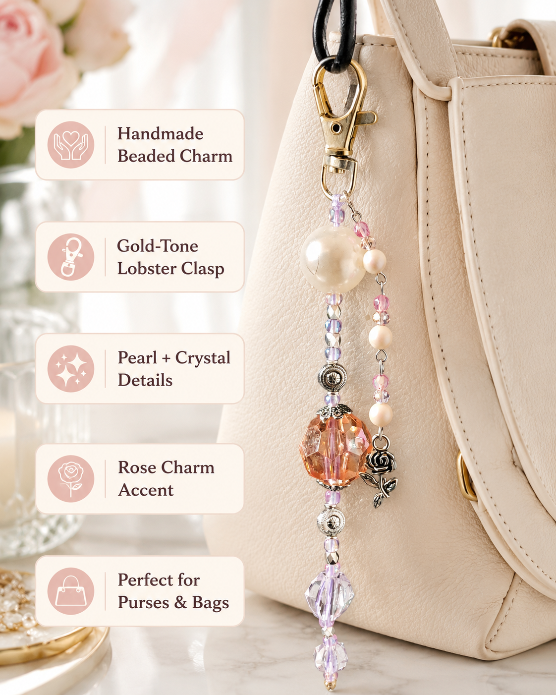 "Blushing Rose" - Handmade Charm by Raelynn Creations