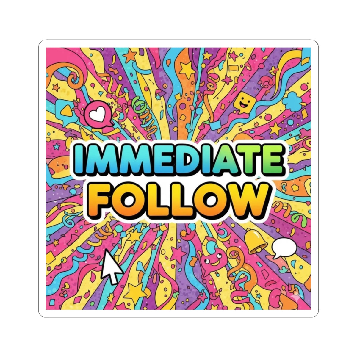 Immediate Follow™ Sticker 💖 | Besties & Coffee Pop-Art Kiss-Cut Vinyl