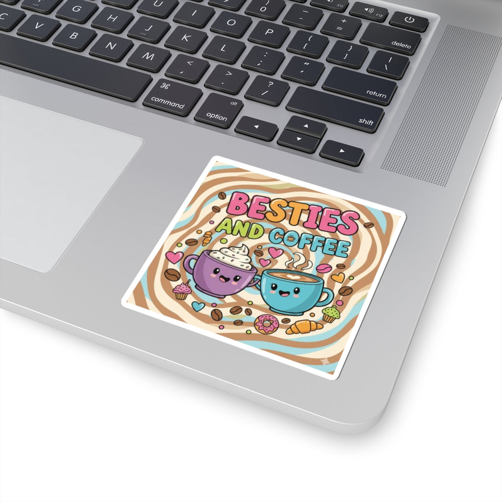 Besties & Coffee™ Sticker ☕️💖 | Cute Kawaii Coffee Friends Kiss-Cut Vinyl