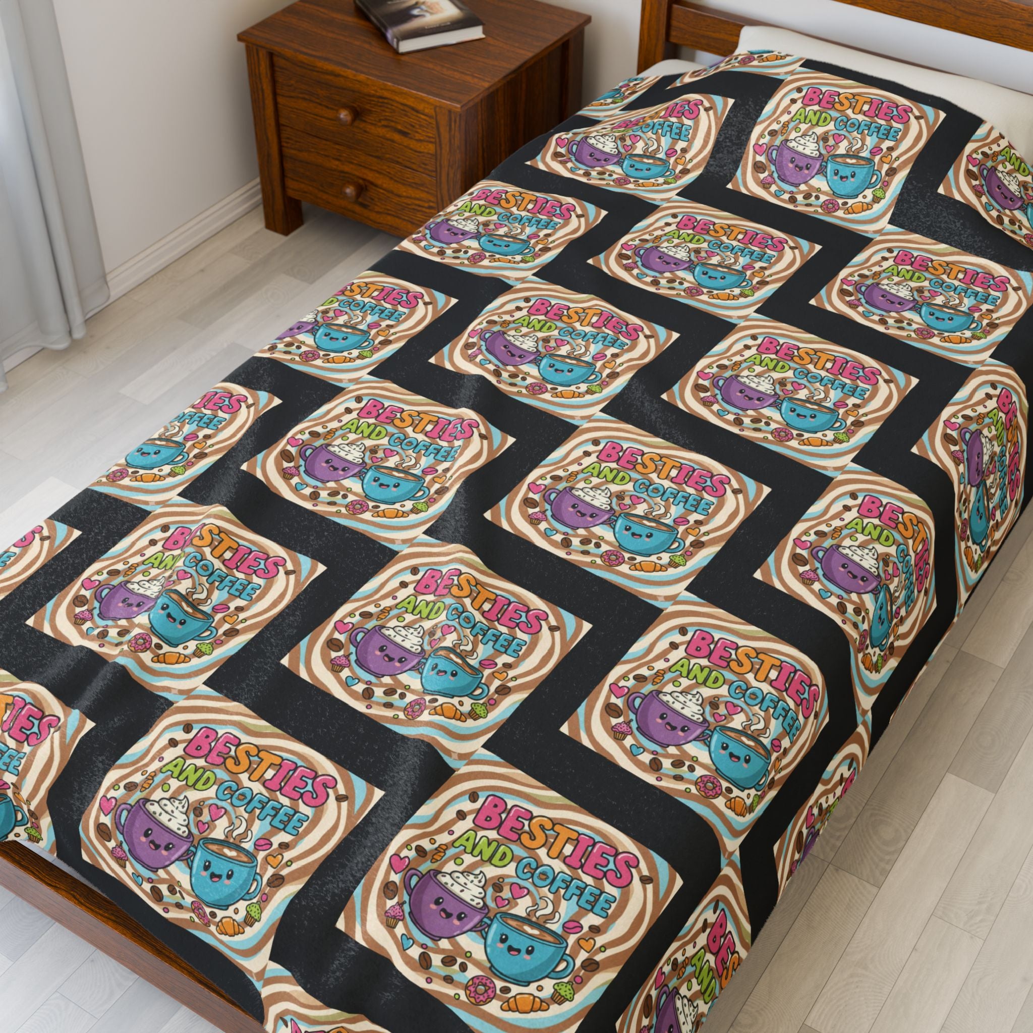 Besties & Coffee Zig Zag Plush Blanket