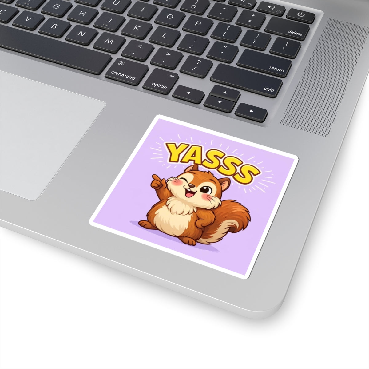 Yasss Squirrel Sticker — Cute Winking Cartoon Laptop Decal