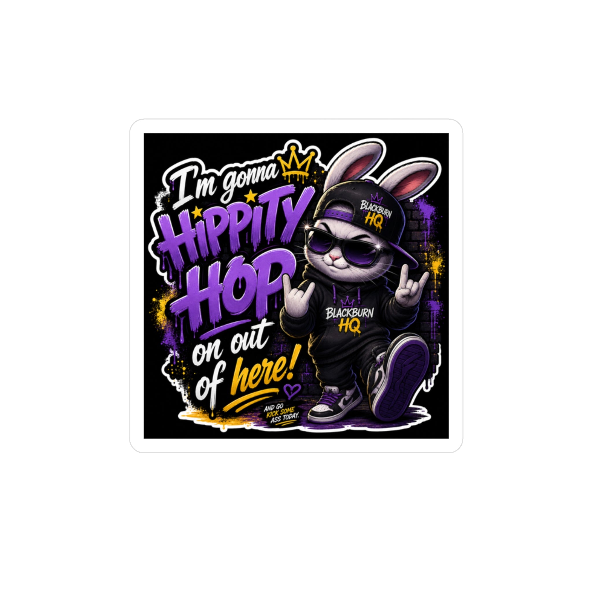 "I’m Gonna Hippity Hop Out of Here” Bunny Sticker – Blackburn HQ™ Besties & Coffee Club Vinyl Decal