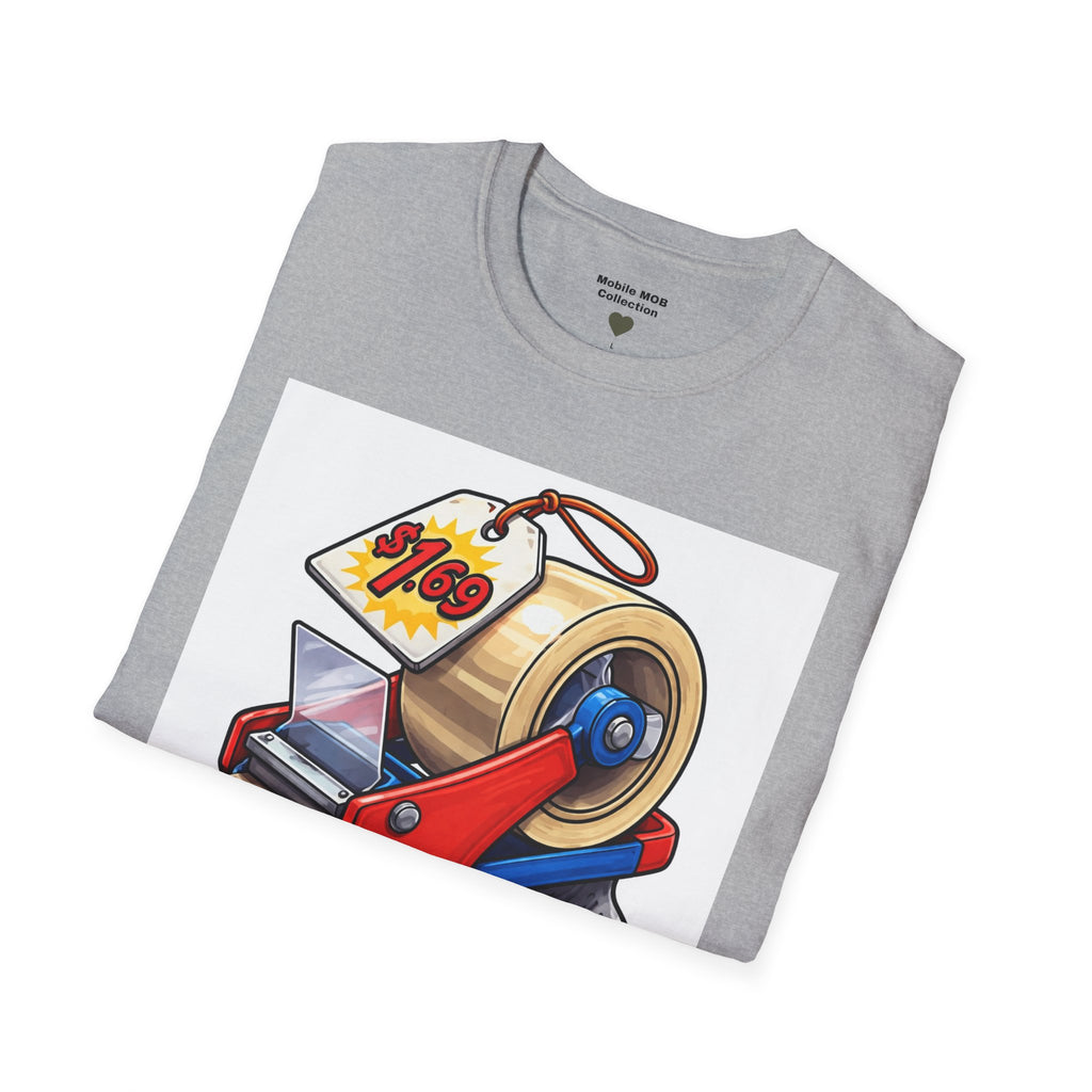 Tape Beggar T-Shirt – Funny Vintage Tape Gun Tee | Mobile Order Curbside Humor, Soft Everyday Fit