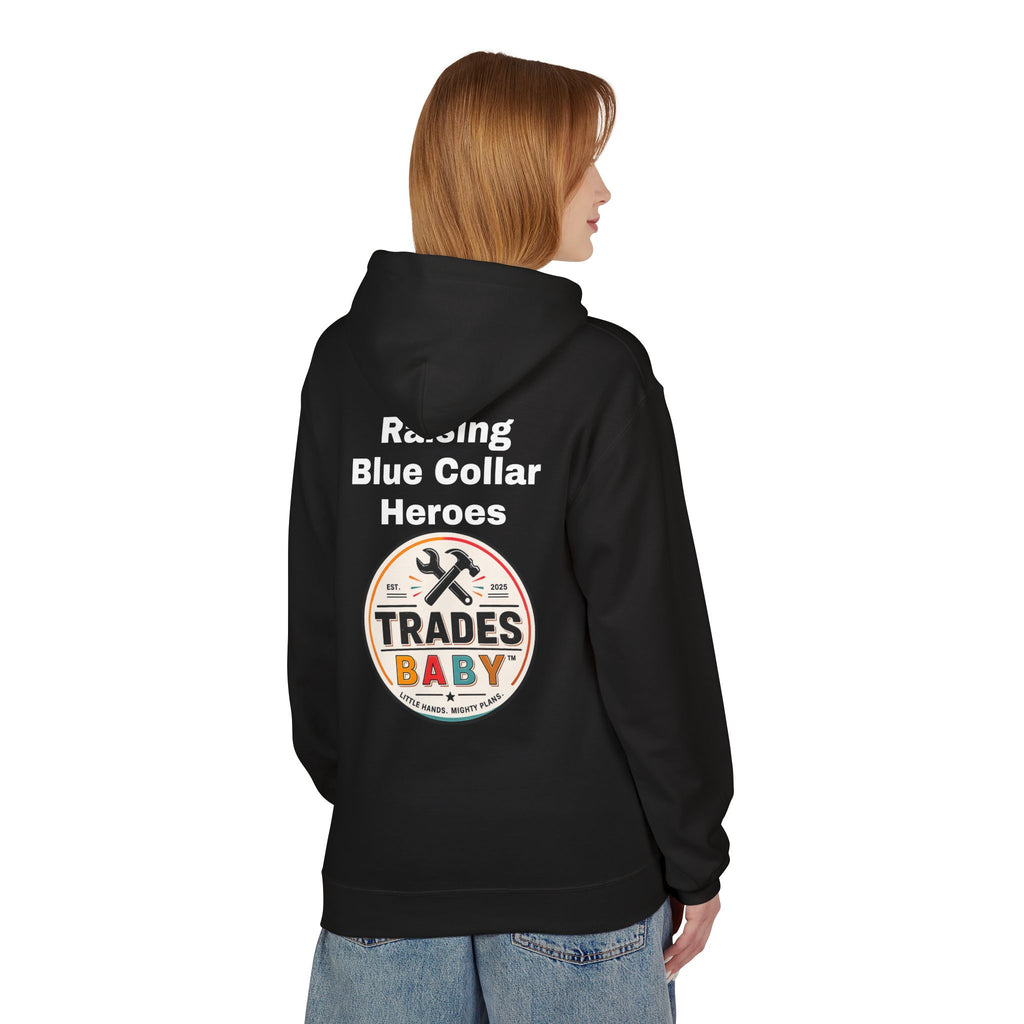 “Raising Blue Collar Heroes” Hoodie — TradesBaby Kids Hoodie for Future Builders & Hardworking Families