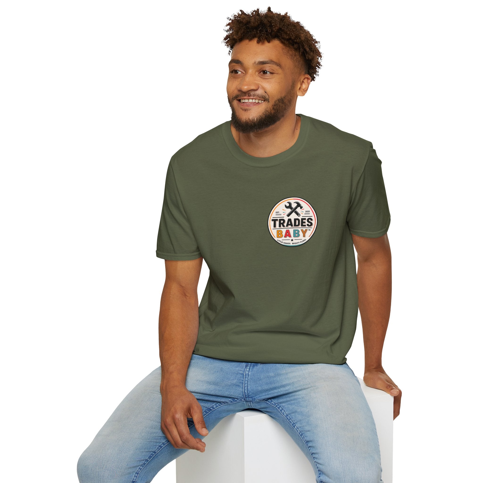 Little Hands Mighty Plans T-Shirt | TradesBaby Kids Builder Tee | Blue Collar Family Shirt for Parents, Makers & Future Builders