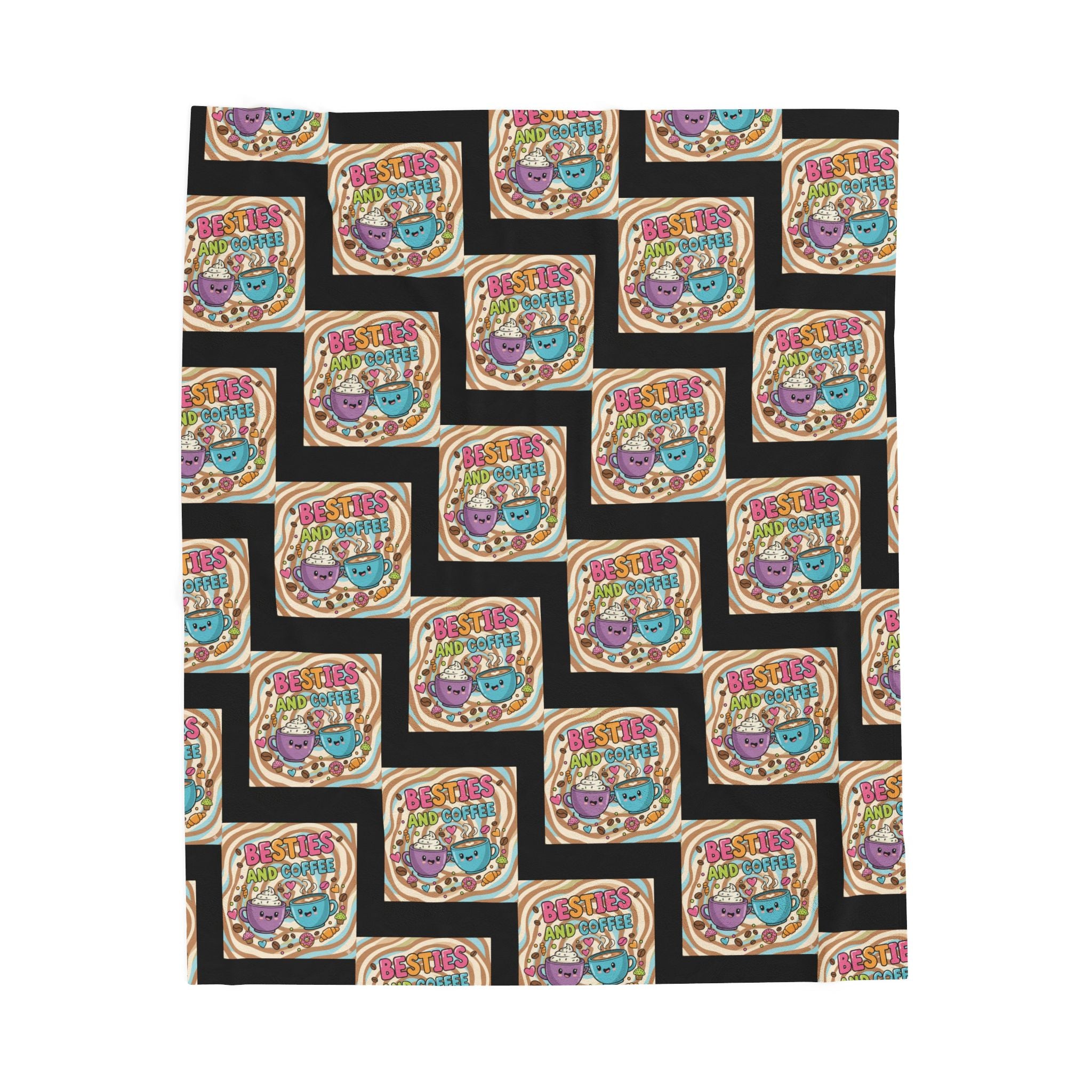 Besties & Coffee Zig Zag Plush Blanket