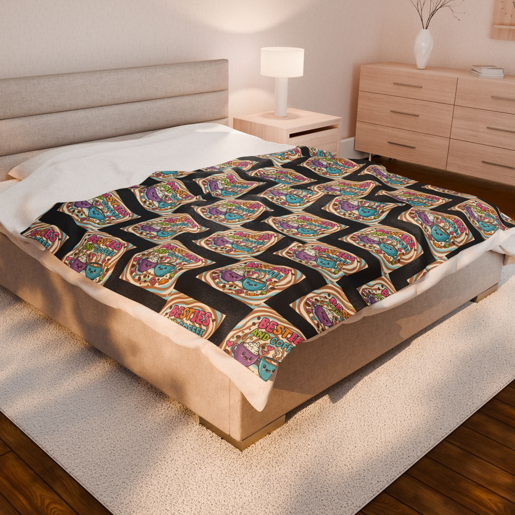 Besties & Coffee Zig Zag Plush Blanket