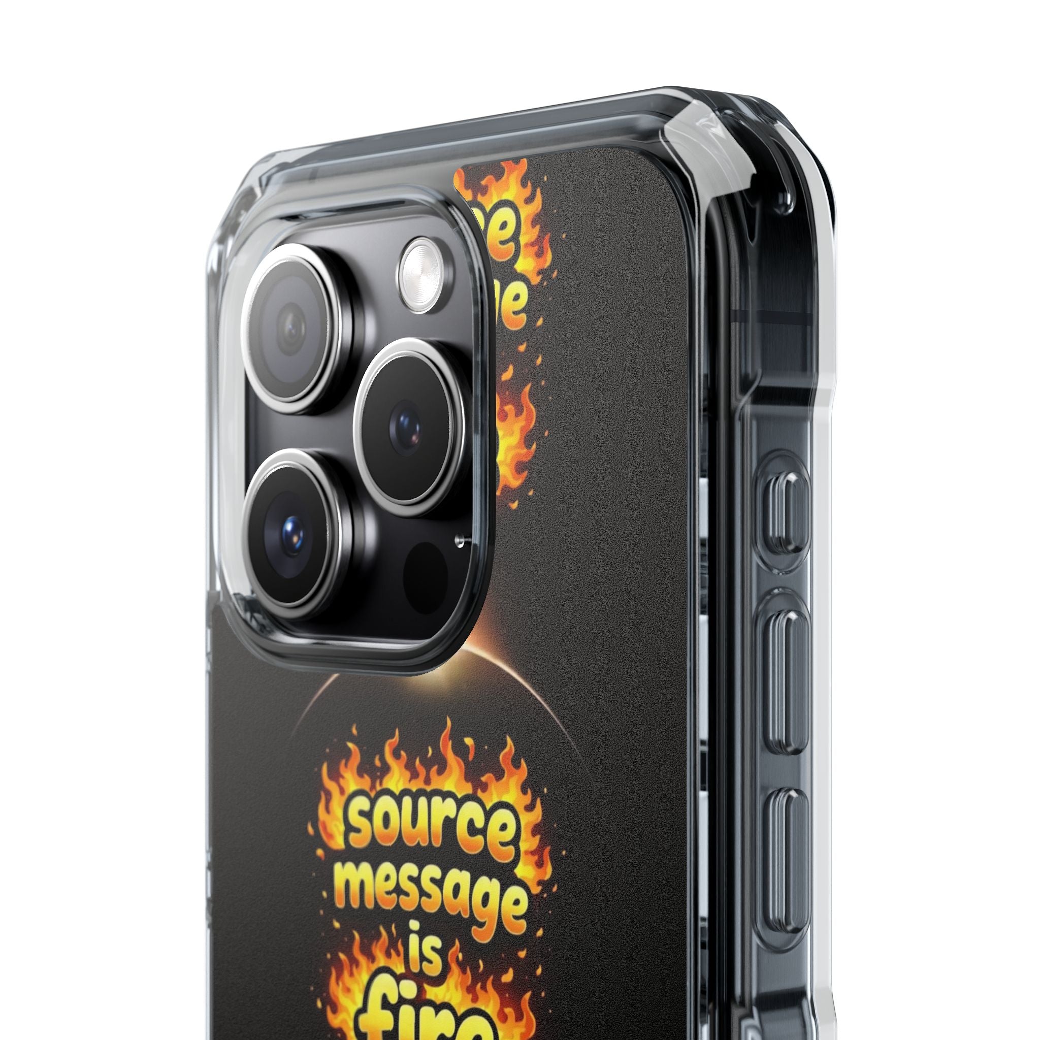 Source Message is Fire – MagSafe® Clear Impact Case for iPhone 14-17 | Chic, Drop-Proof & Accessory Ready