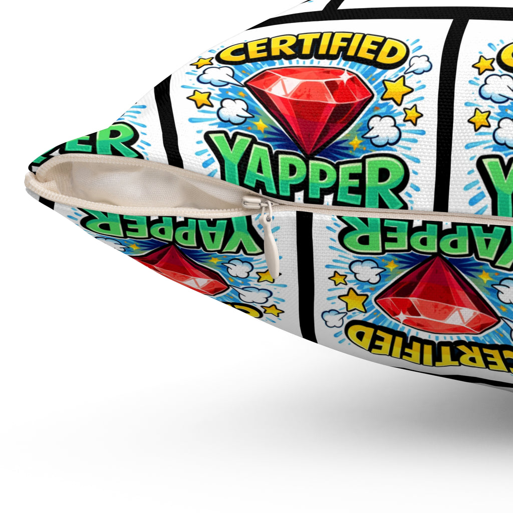 Certified Yapper Throw Pillow | Besties & Coffee Conversation Piece
