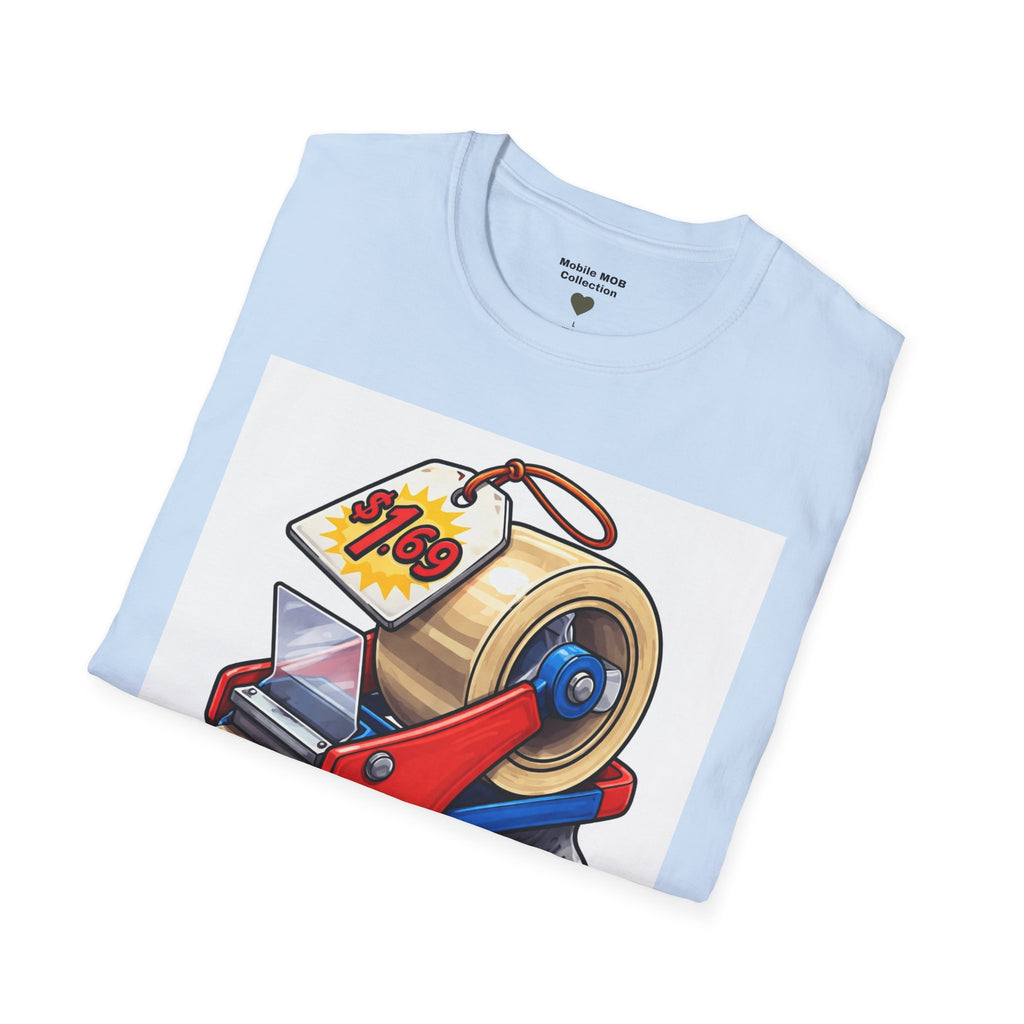 Tape Beggar T-Shirt – Funny Vintage Tape Gun Tee | Mobile Order Curbside Humor, Soft Everyday Fit