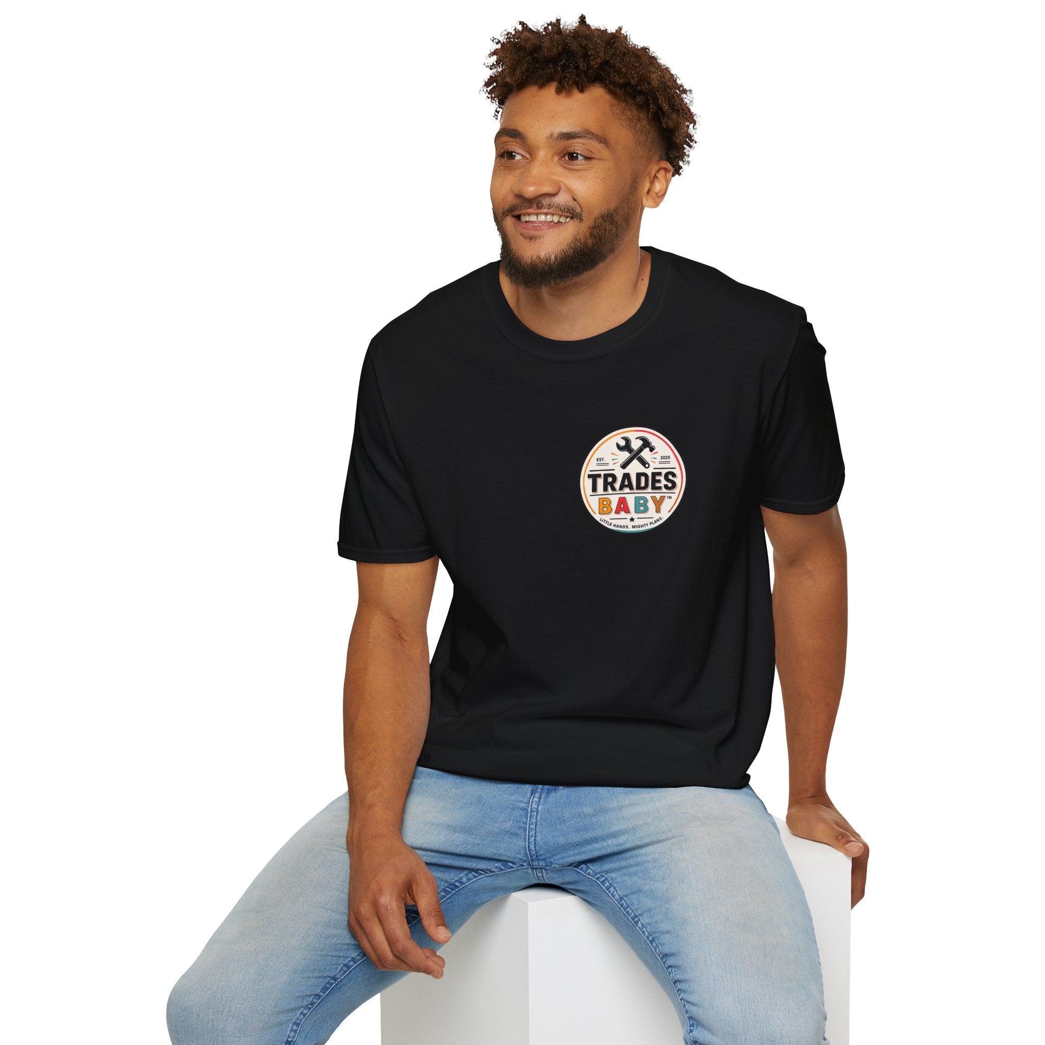 Little Hands Mighty Plans T-Shirt | TradesBaby Kids Builder Tee | Blue Collar Family Shirt for Parents, Makers & Future Builders
