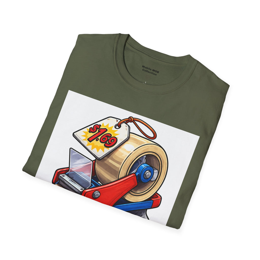 Tape Beggar T-Shirt – Funny Vintage Tape Gun Tee | Mobile Order Curbside Humor, Soft Everyday Fit