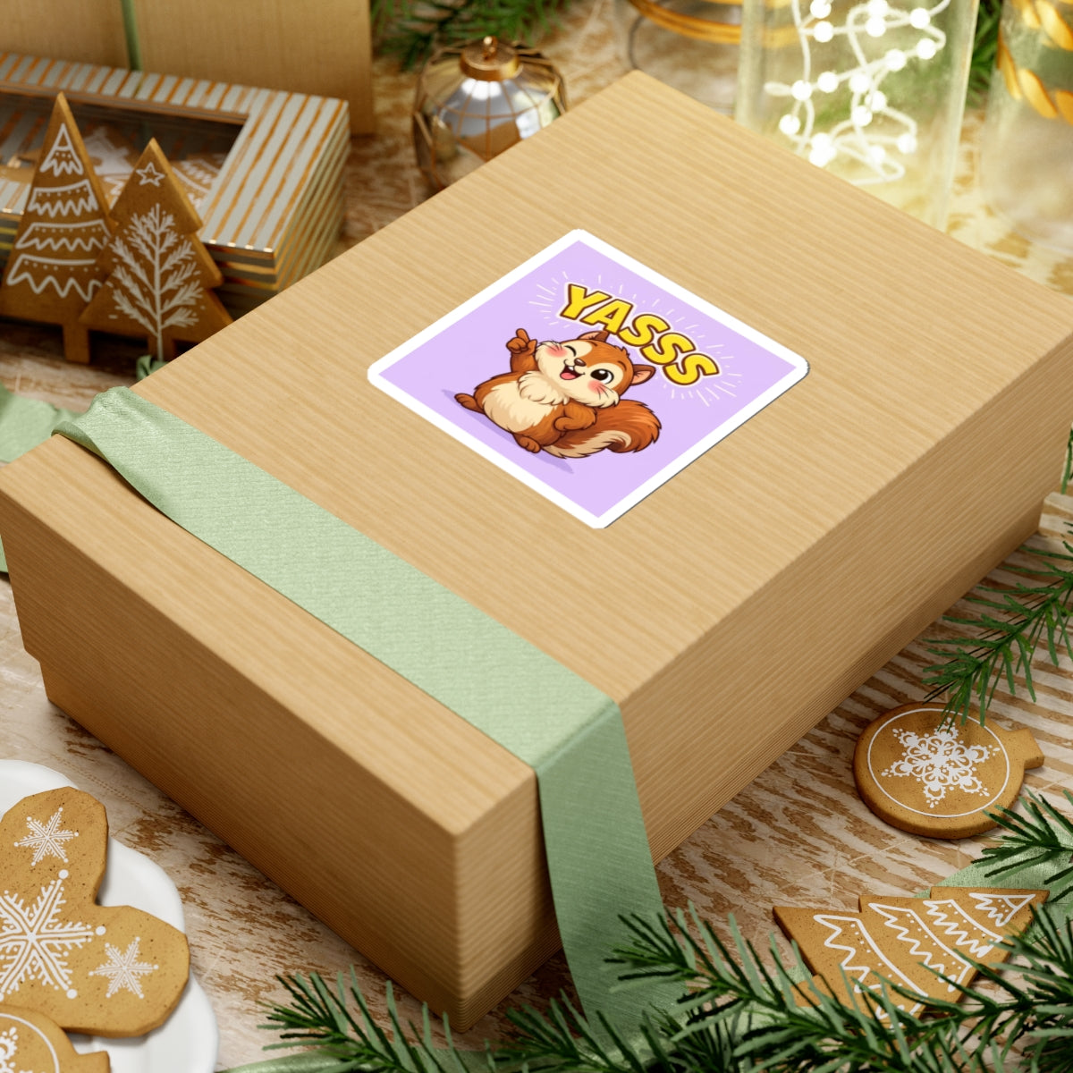 Yasss Squirrel Sticker — Cute Winking Cartoon Laptop Decal