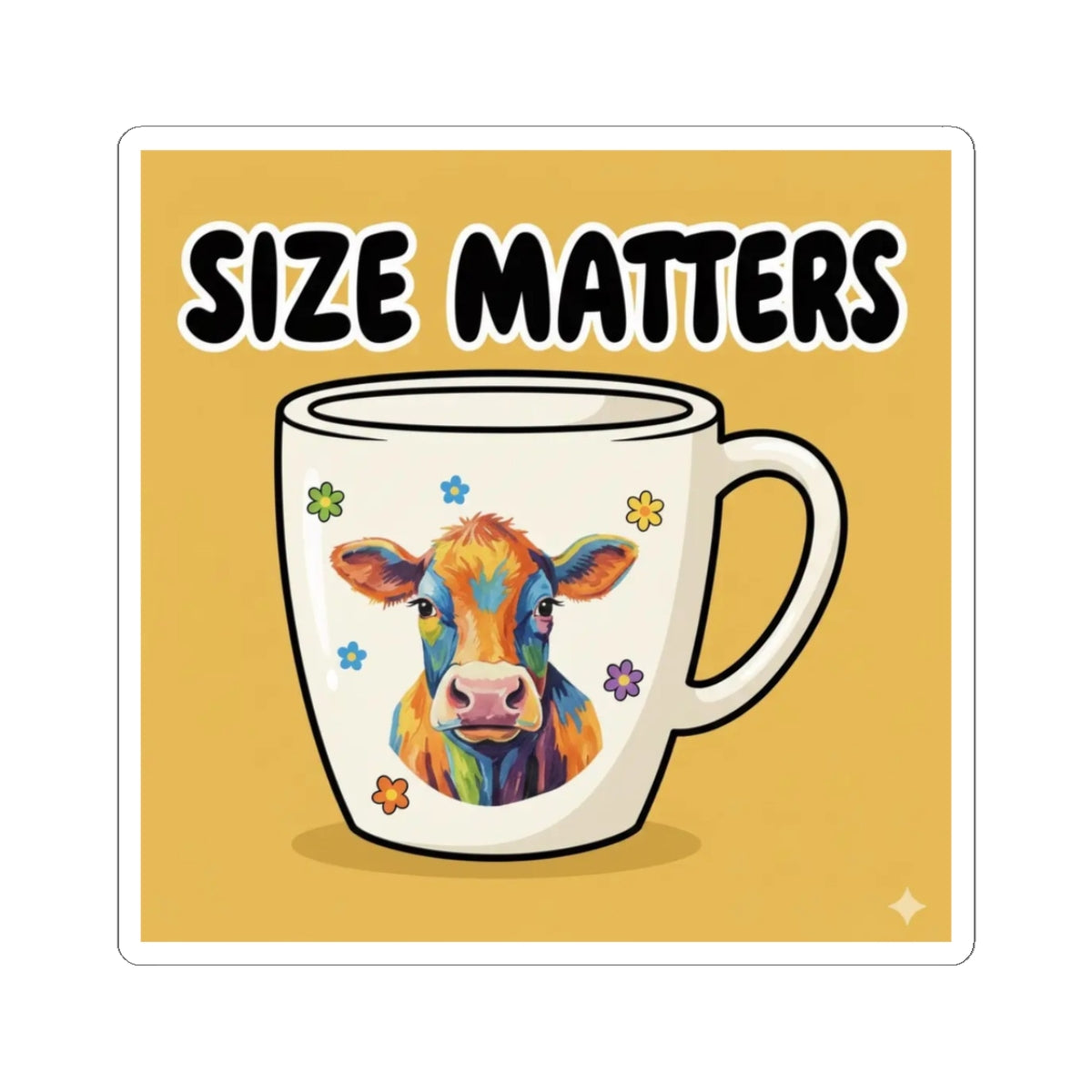 Size Matters™ Cow Mug Sticker ☕️🐄 | Funny Kiss-Cut Vinyl