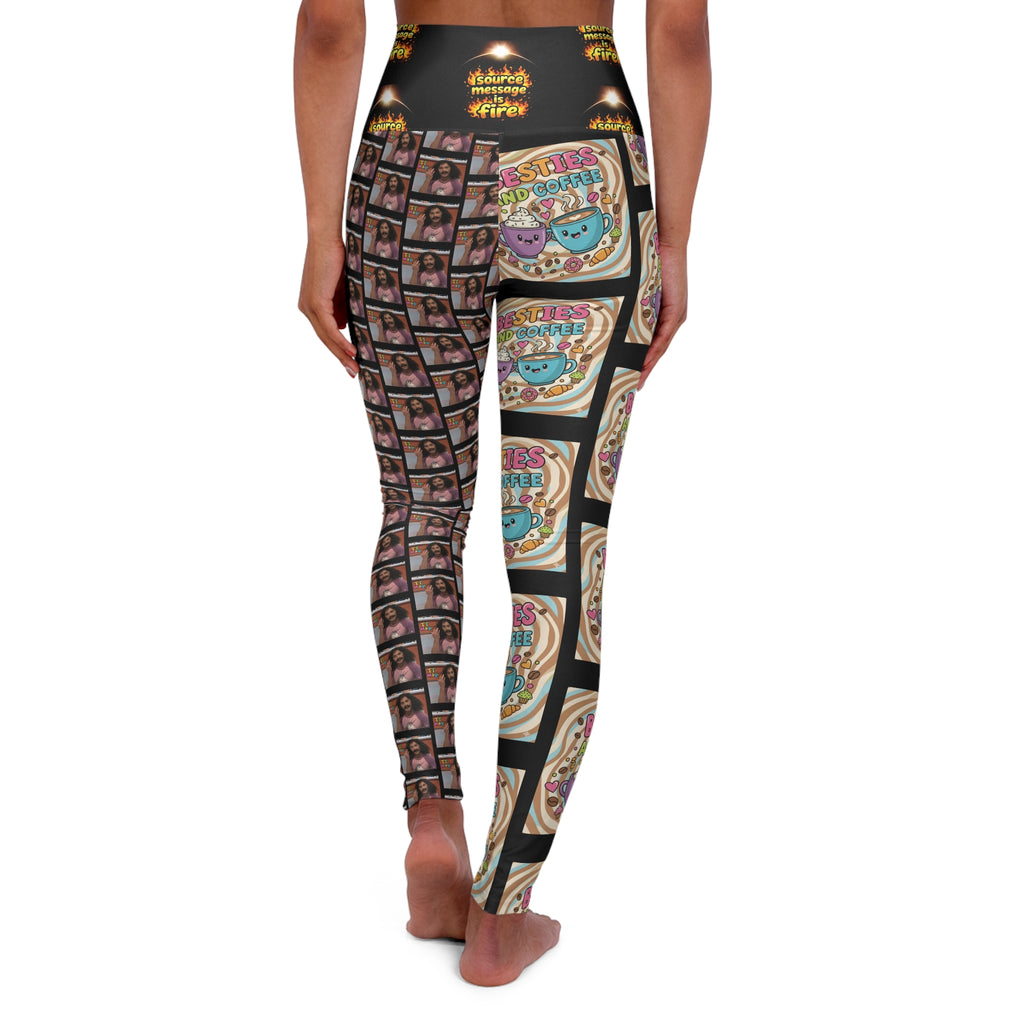 Besties & Coffee Sticker Pack High-Waisted Leggings | Mobile Order Curbside Pick Up Core