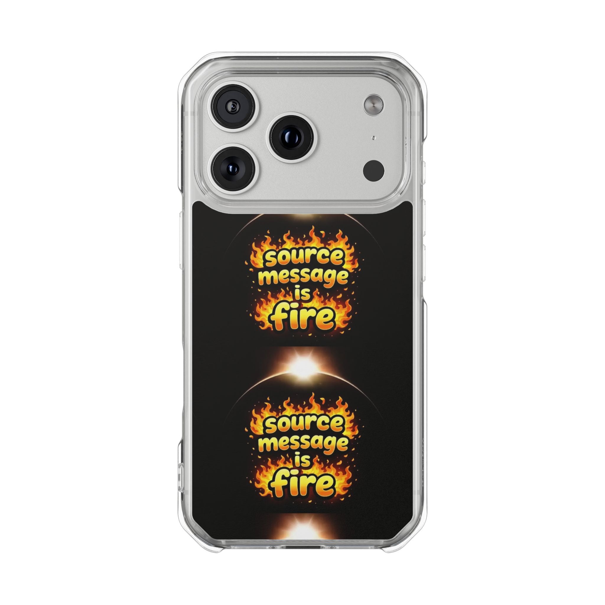Source Message is Fire – MagSafe® Clear Impact Case for iPhone 14-17 | Chic, Drop-Proof & Accessory Ready