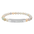 Engraved Natural Stone Bar Bracelet — "Always Improving" Stretch Beads