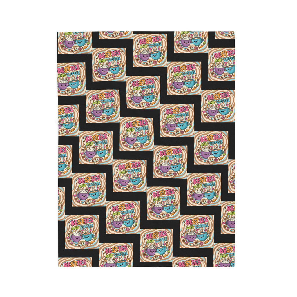 Besties & Coffee Zig Zag Plush Blanket