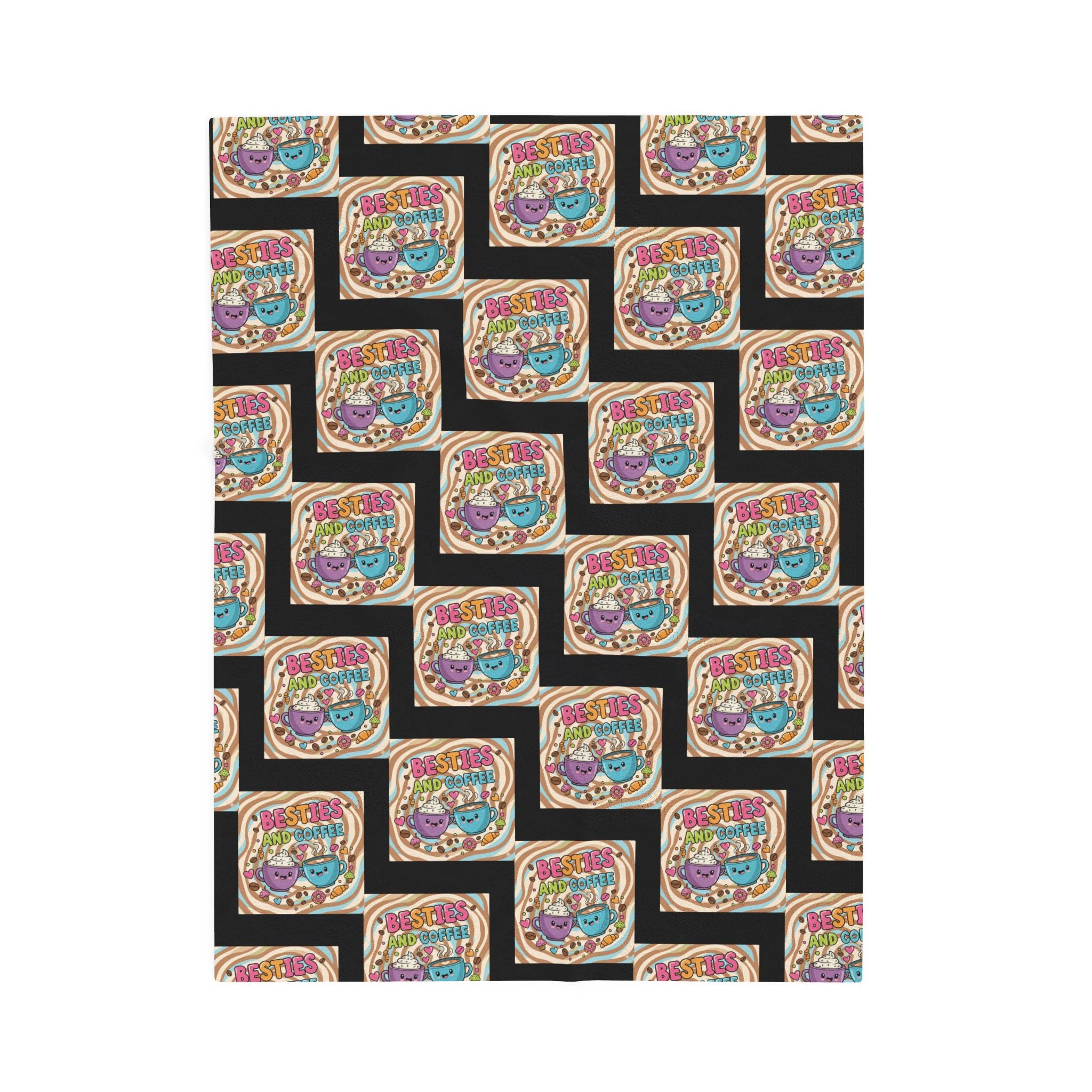 Besties & Coffee Zig Zag Plush Blanket