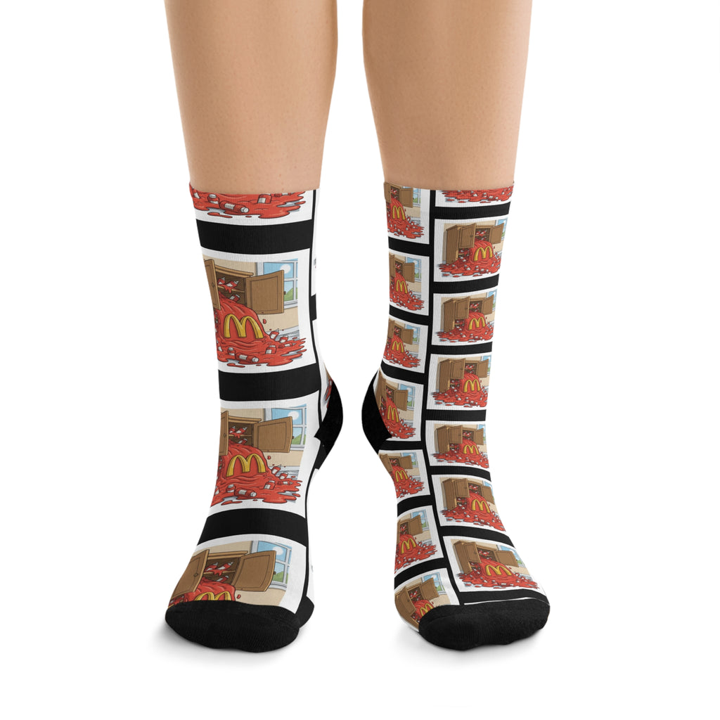 4 Gallons of Ketchup Mismatch Crew Socks | Conversation-Starter Statement Pair
