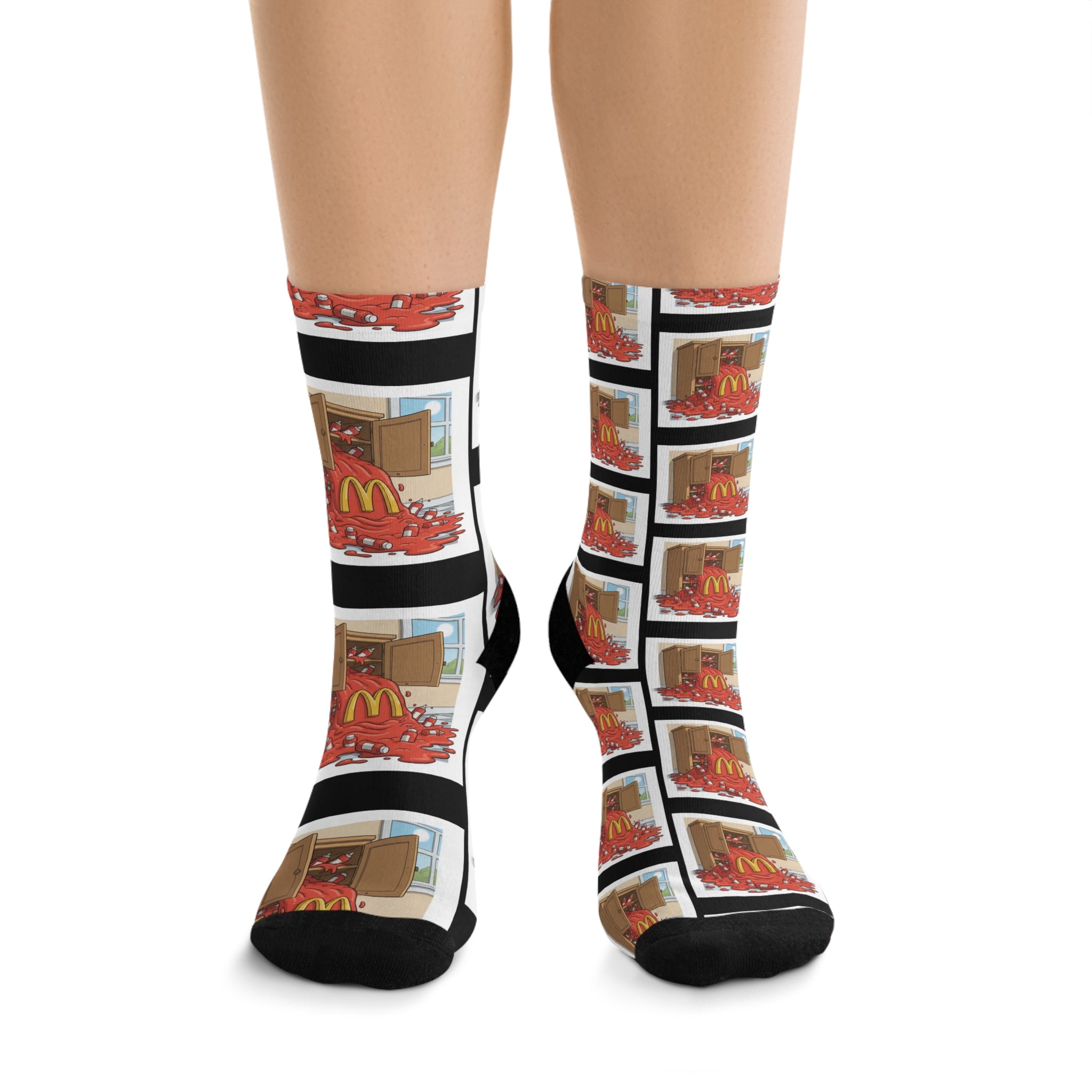 4 Gallons of Ketchup Mismatch Crew Socks | Conversation-Starter Statement Pair