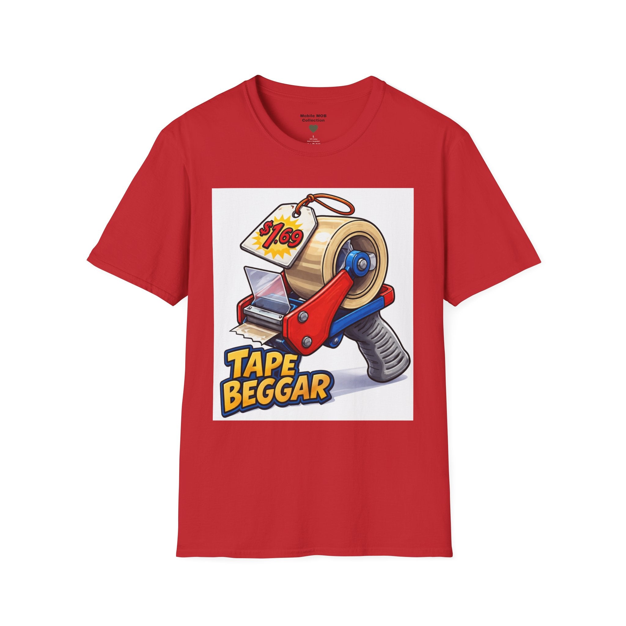 Tape Beggar T-Shirt – Funny Vintage Tape Gun Tee | Mobile Order Curbside Humor, Soft Everyday Fit