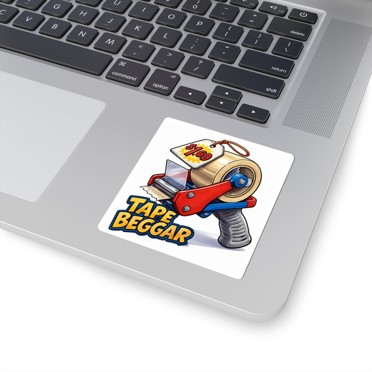 Tape Beggar Sticker — Vintage Tape Design, Hilarious Postal Story Decal