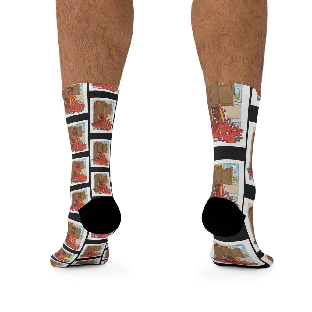 4 Gallons of Ketchup Mismatch Crew Socks | Conversation-Starter Statement Pair