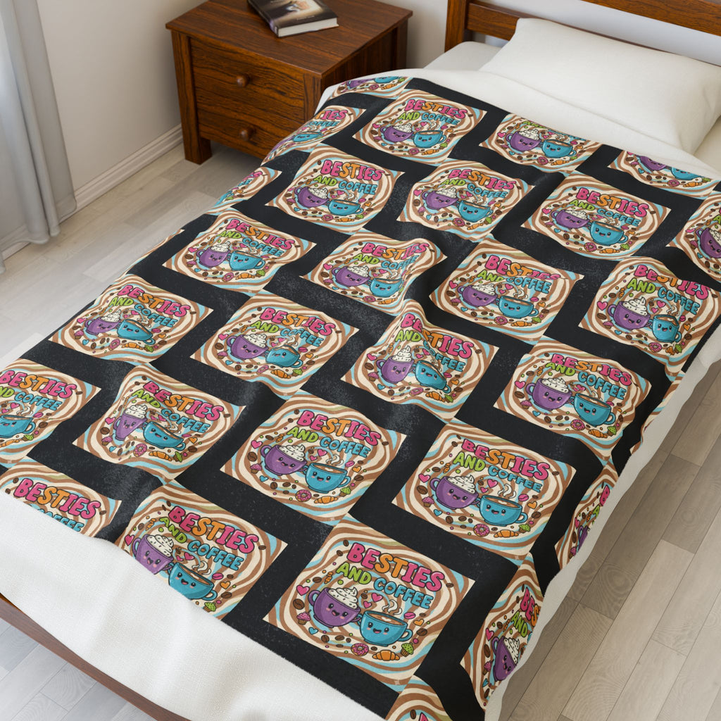 Besties & Coffee Zig Zag Plush Blanket