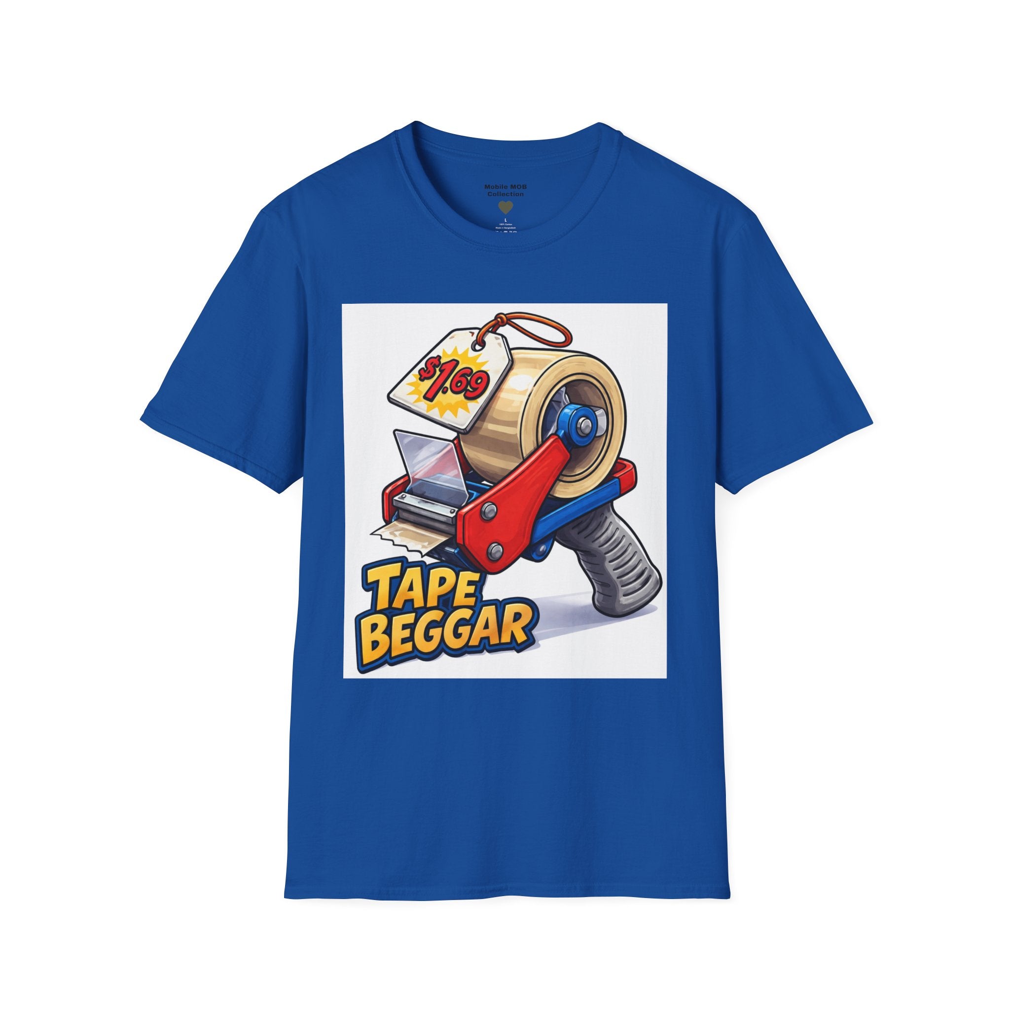 Tape Beggar T-Shirt – Funny Vintage Tape Gun Tee | Mobile Order Curbside Humor, Soft Everyday Fit
