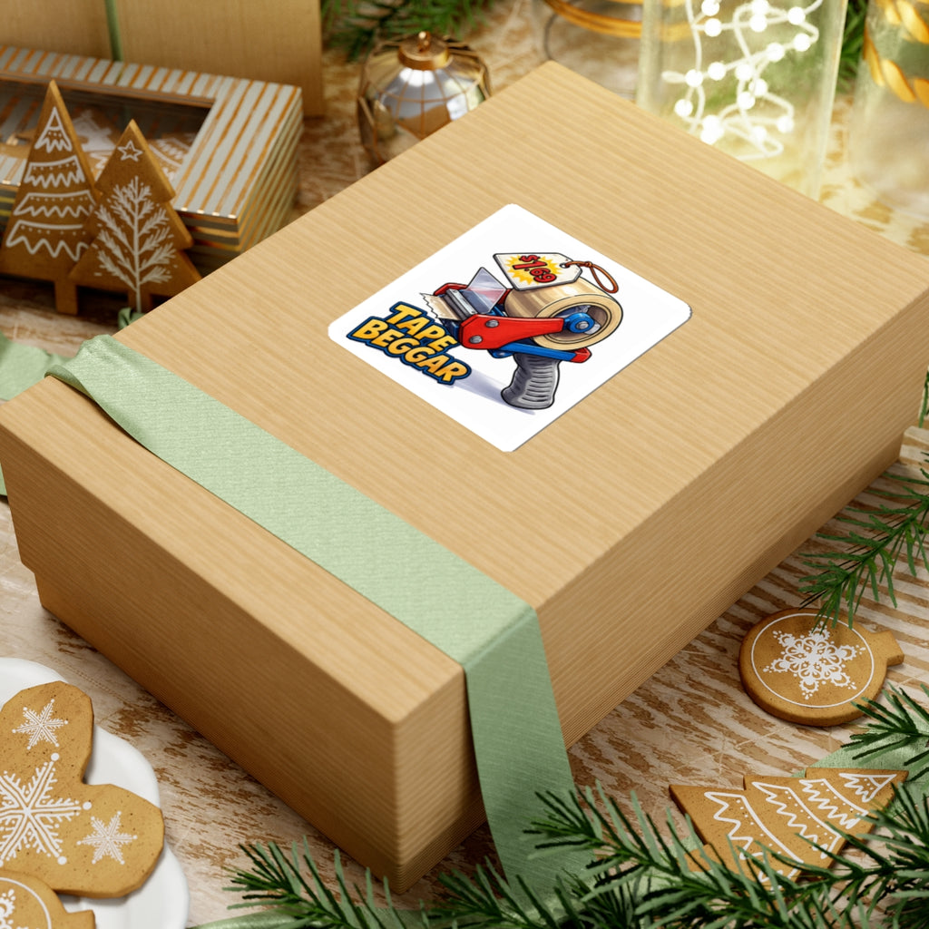 Tape Beggar Sticker — Vintage Tape Design, Hilarious Postal Story Decal