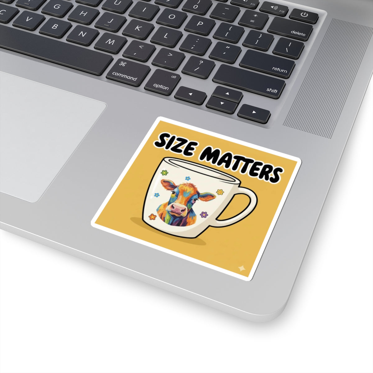 Size Matters™ Cow Mug Sticker ☕️🐄 | Funny Kiss-Cut Vinyl