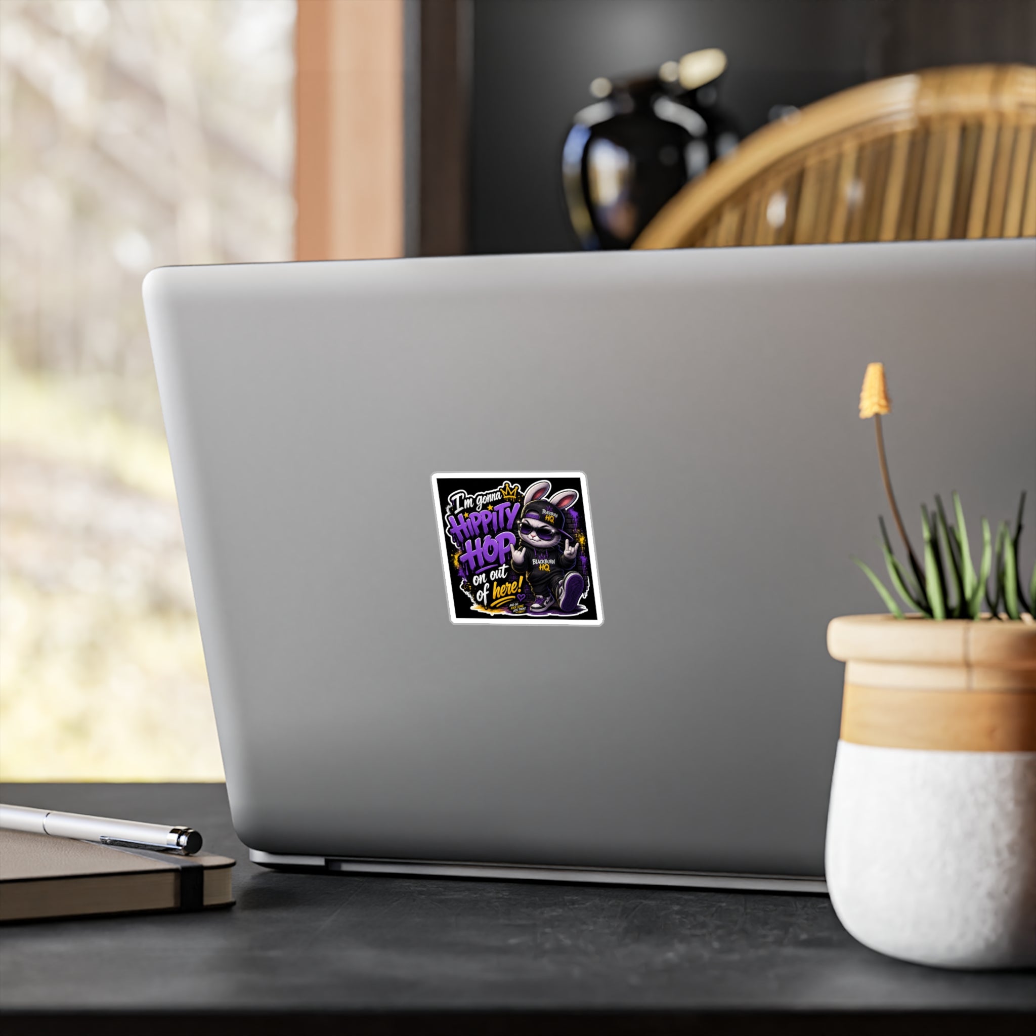 "I’m Gonna Hippity Hop Out of Here” Bunny Sticker – Blackburn HQ™ Besties & Coffee Club Vinyl Decal