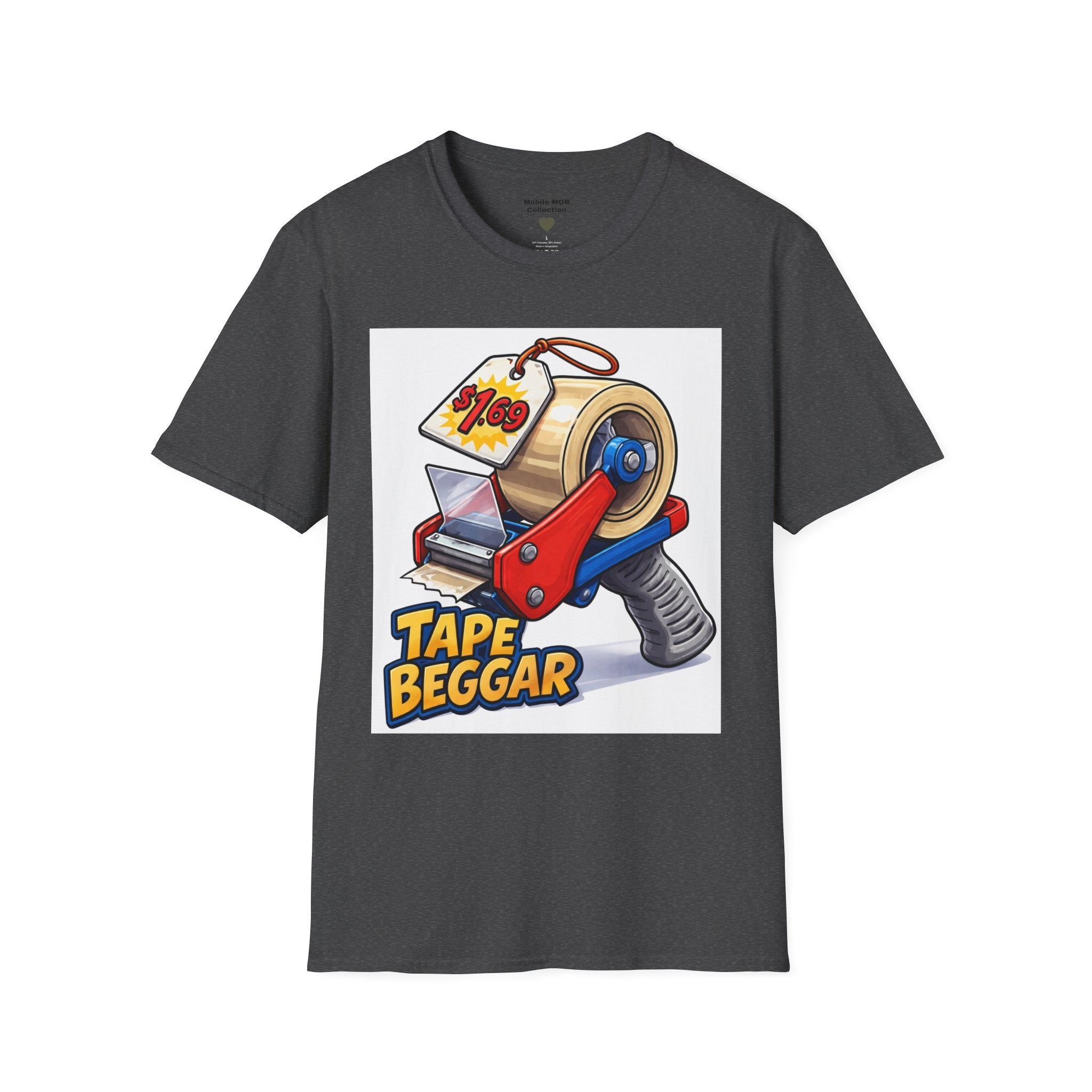 Tape Beggar T-Shirt – Funny Vintage Tape Gun Tee | Mobile Order Curbside Humor, Soft Everyday Fit