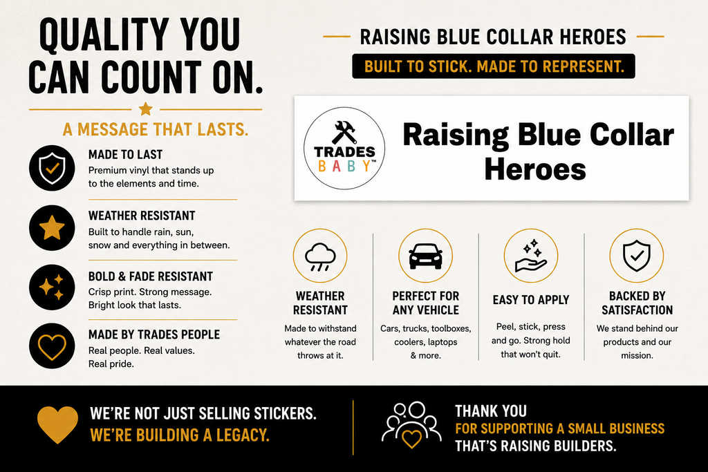Raising Blue Collar Heroes Bumper Sticker | Trades Family Decal | Blue Collar Pride Sticker for Trucks, Toolboxes & Hardworking Parents
