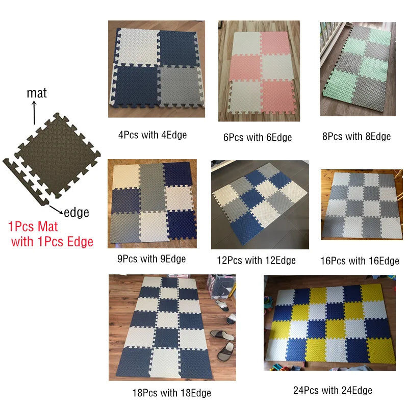 16pcs Foam Baby Play Mat – Interlocking Puzzle Floor Tiles, Soft Kids Carpet (30×30cm)
