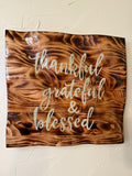 RubyONE No. 01 – “Thankful, Grateful & Blessed” | 16x15 Original Sculpted Wood Artwork