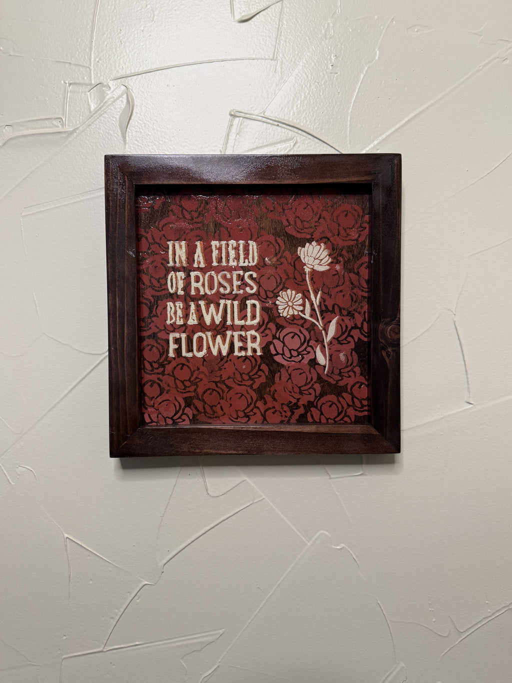 RubyONE No. 05 – “Field of Roses” | 9.75x10 Framed Original Wood Artwork