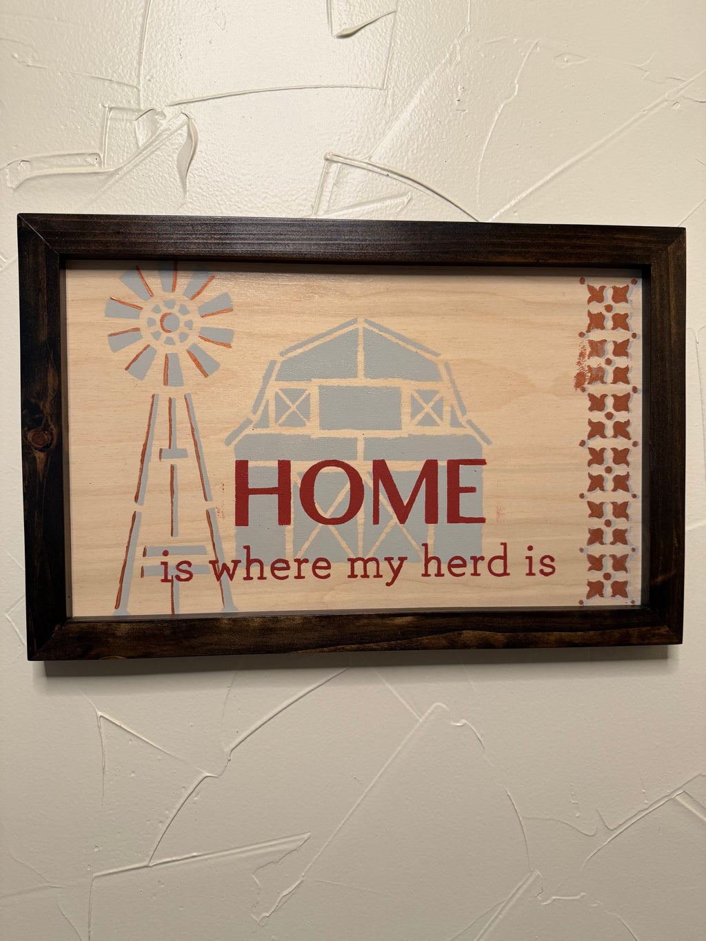 RubyONE No. 02 – “HOME is where my herd is” | 17x11 Framed Original Wood Artwork