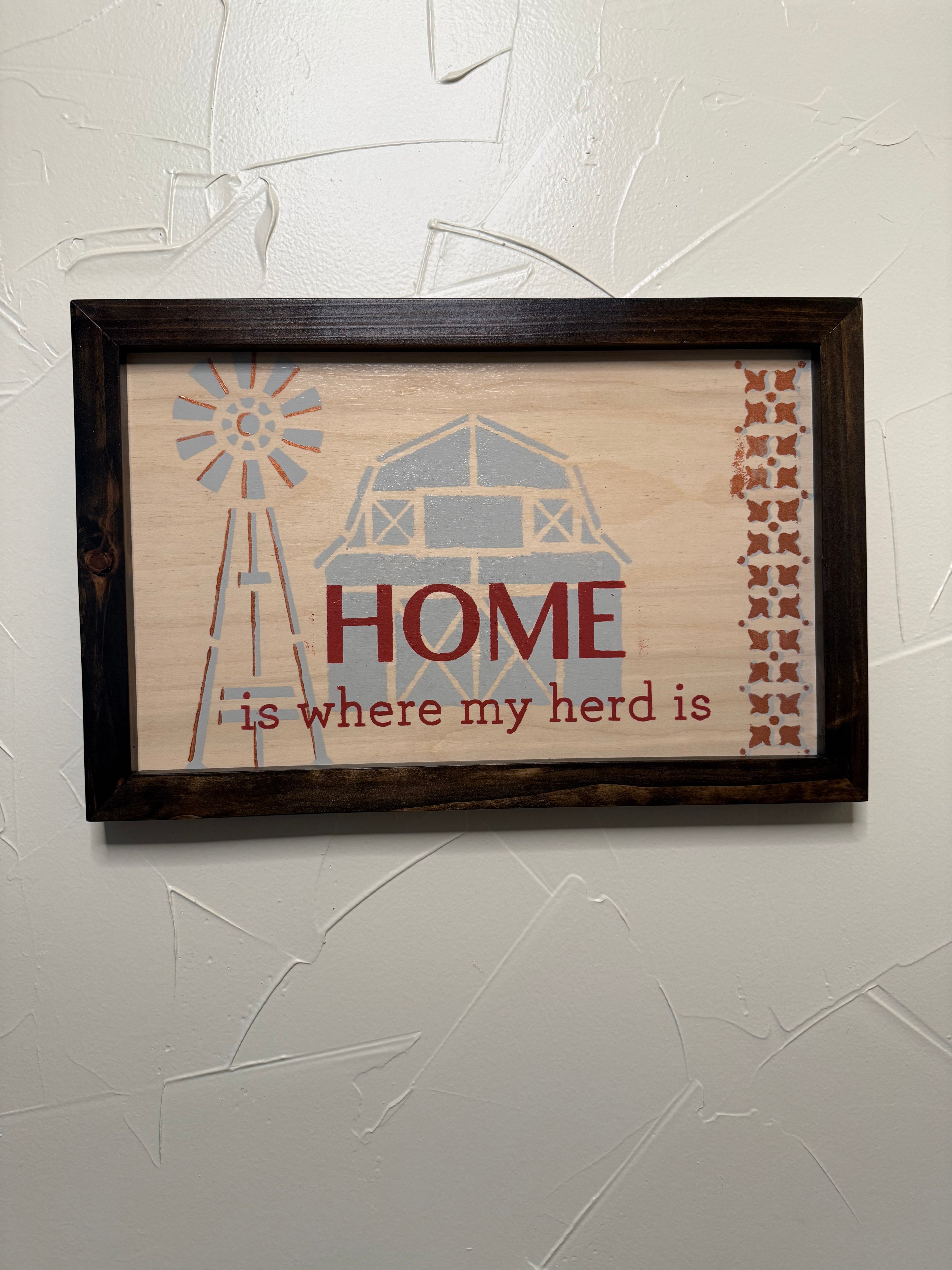 RubyONE No. 02 – “HOME is where my herd is” | 17x11 Framed Original Wood Artwork