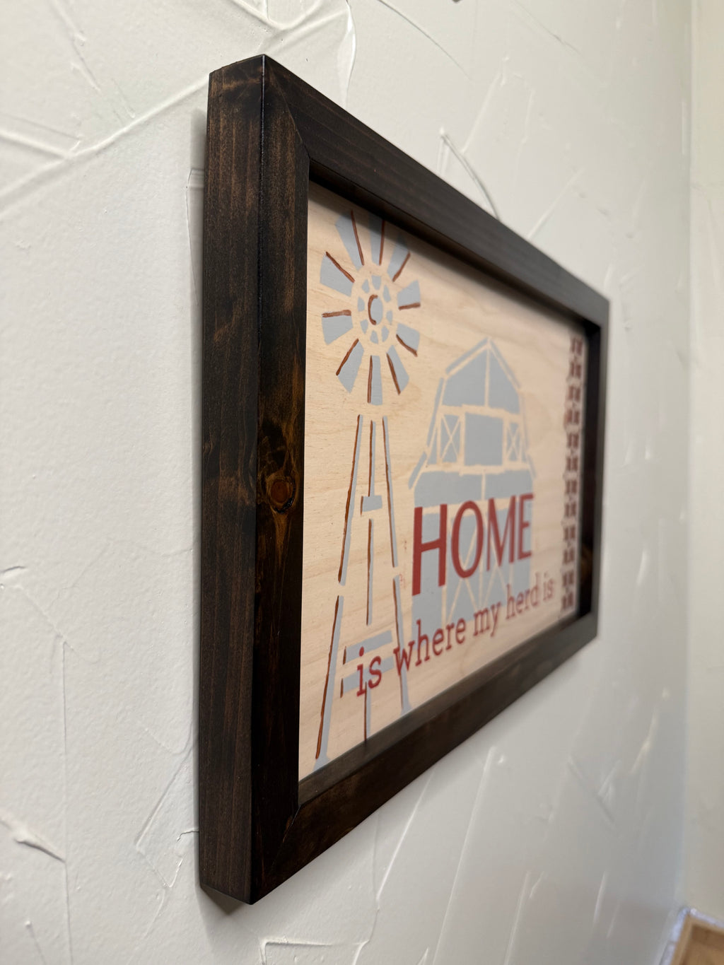 RubyONE No. 02 – “HOME is where my herd is” | 17x11 Framed Original Wood Artwork