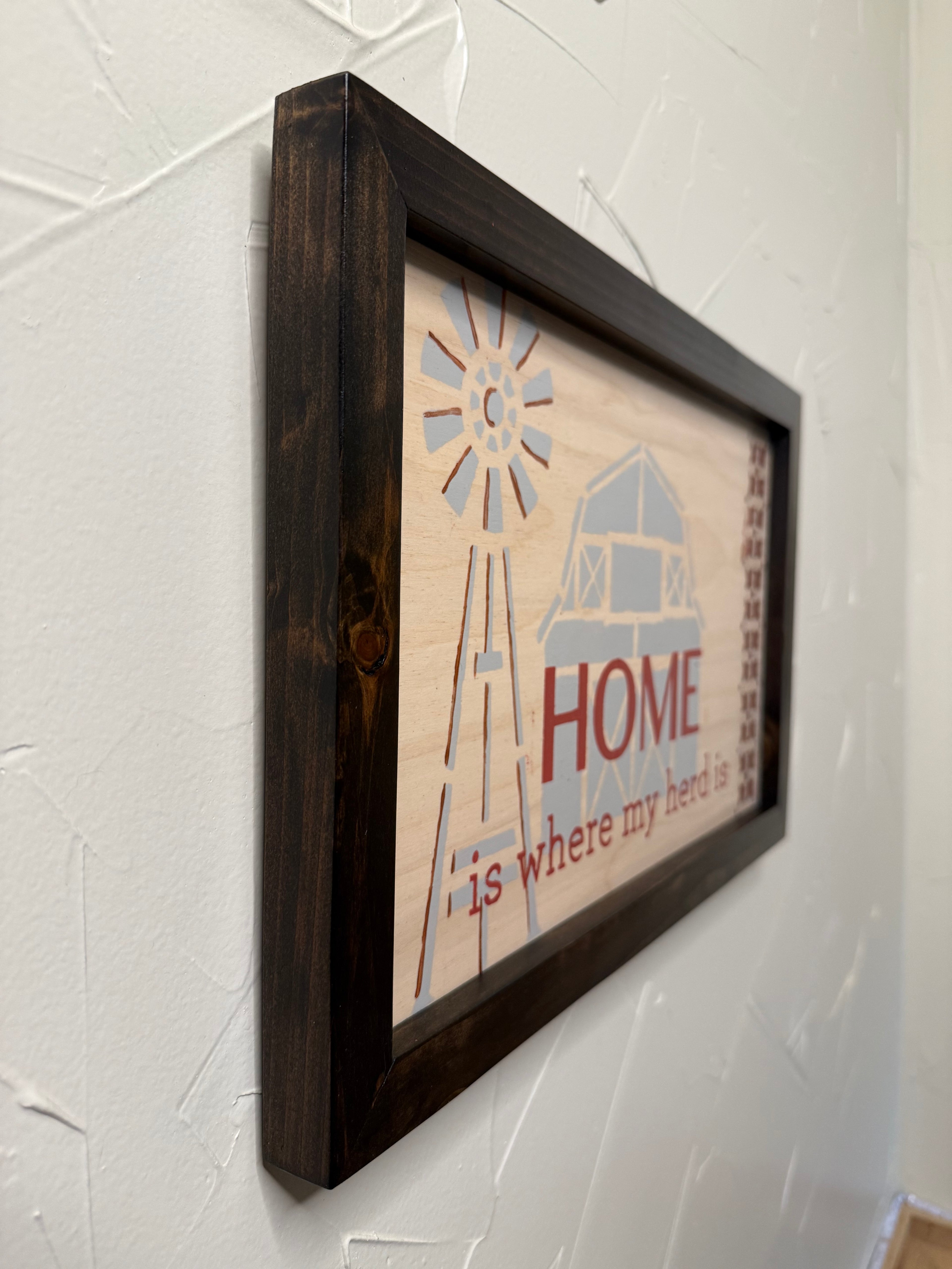 RubyONE No. 02 – “HOME is where my herd is” | 17x11 Framed Original Wood Artwork