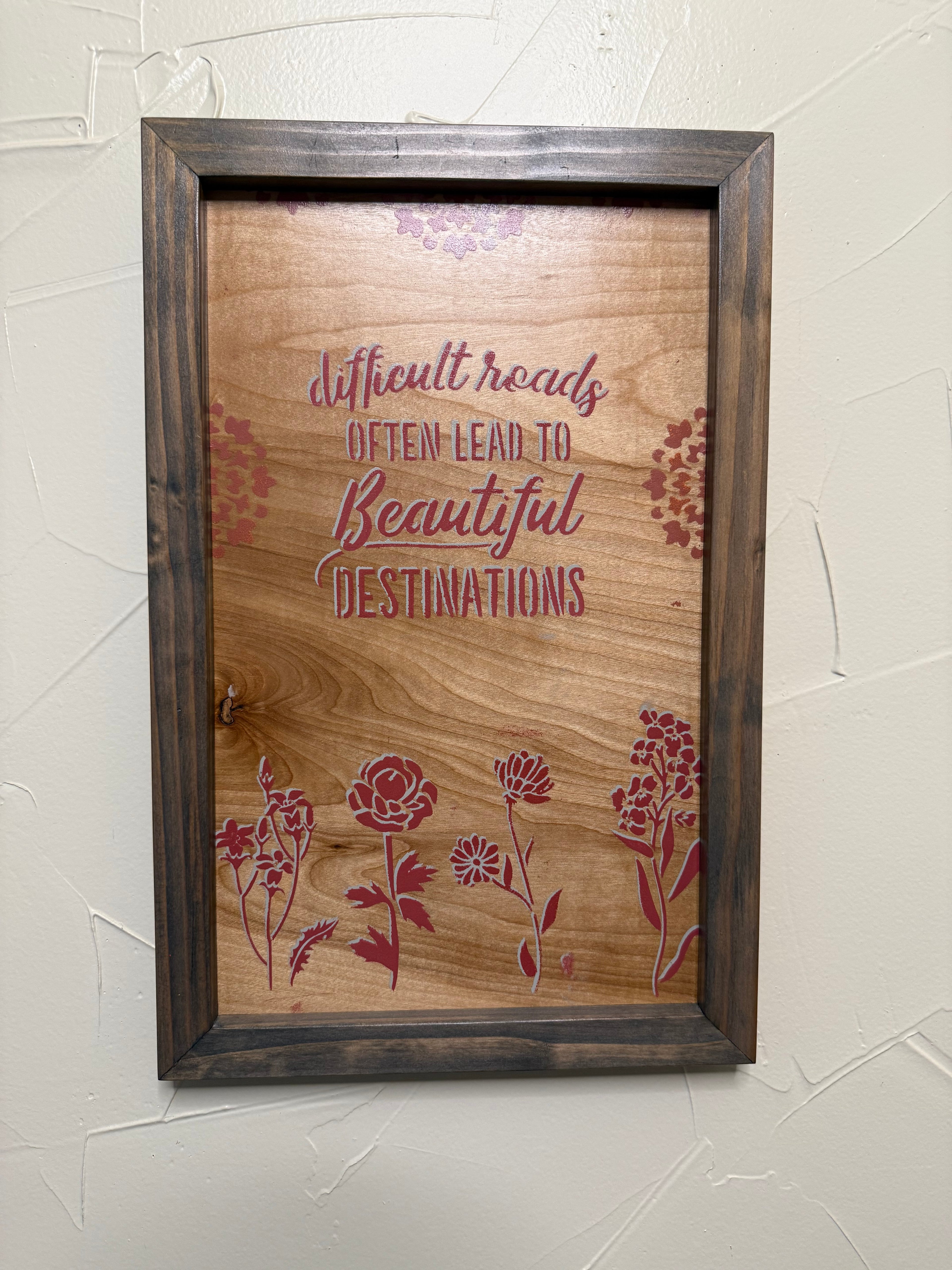 RubyONE No. 04 – “Difficult Roads” | 11x17 Framed Original Wood Artwork