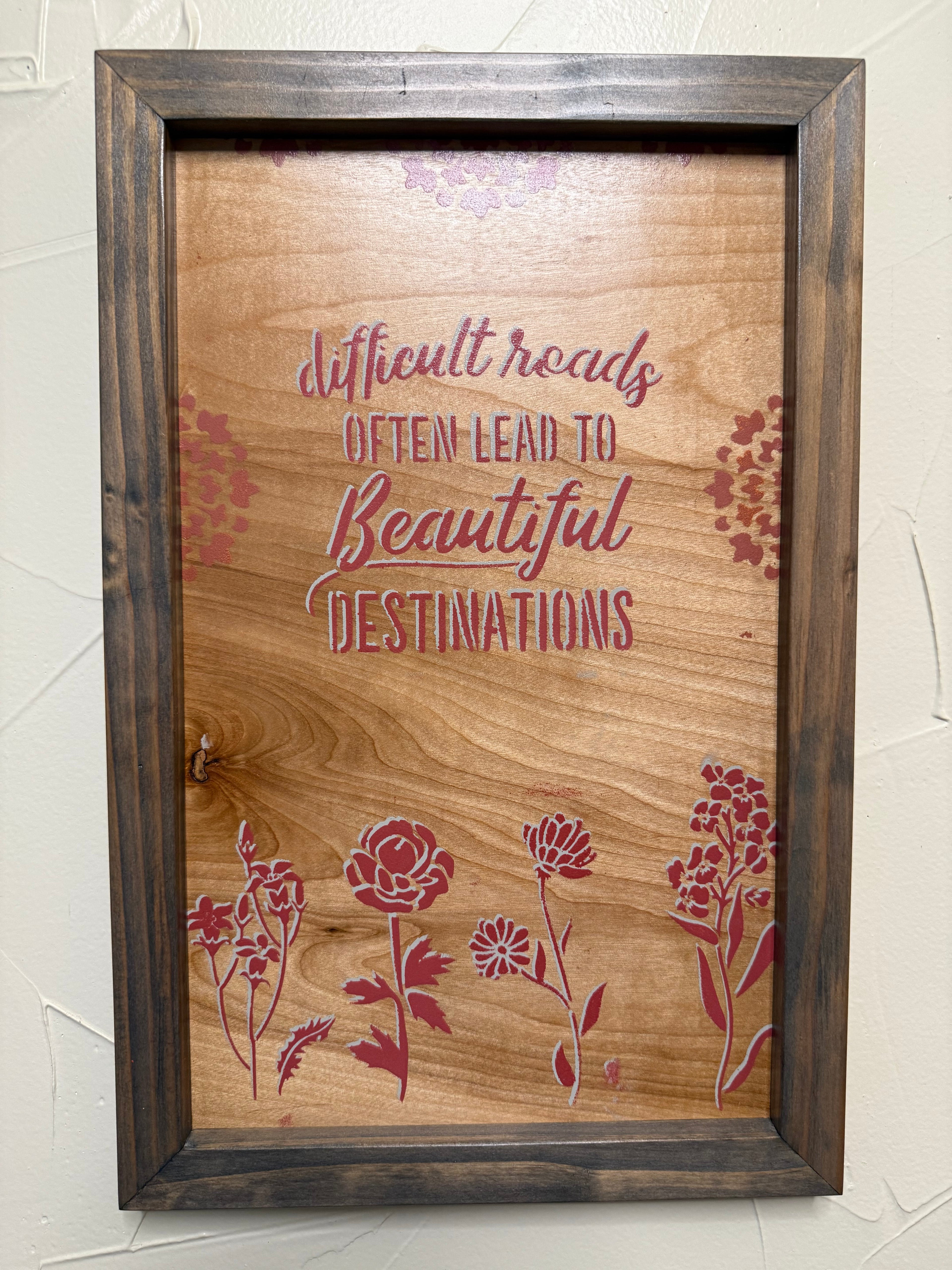 RubyONE No. 04 – “Difficult Roads” | 11x17 Framed Original Wood Artwork