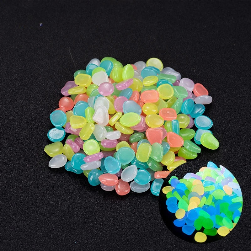 Glow in the Dark Garden Pebbles (100PCS) – Luminous Stones for Walkways, Planters, Patio & Aquarium Decor
