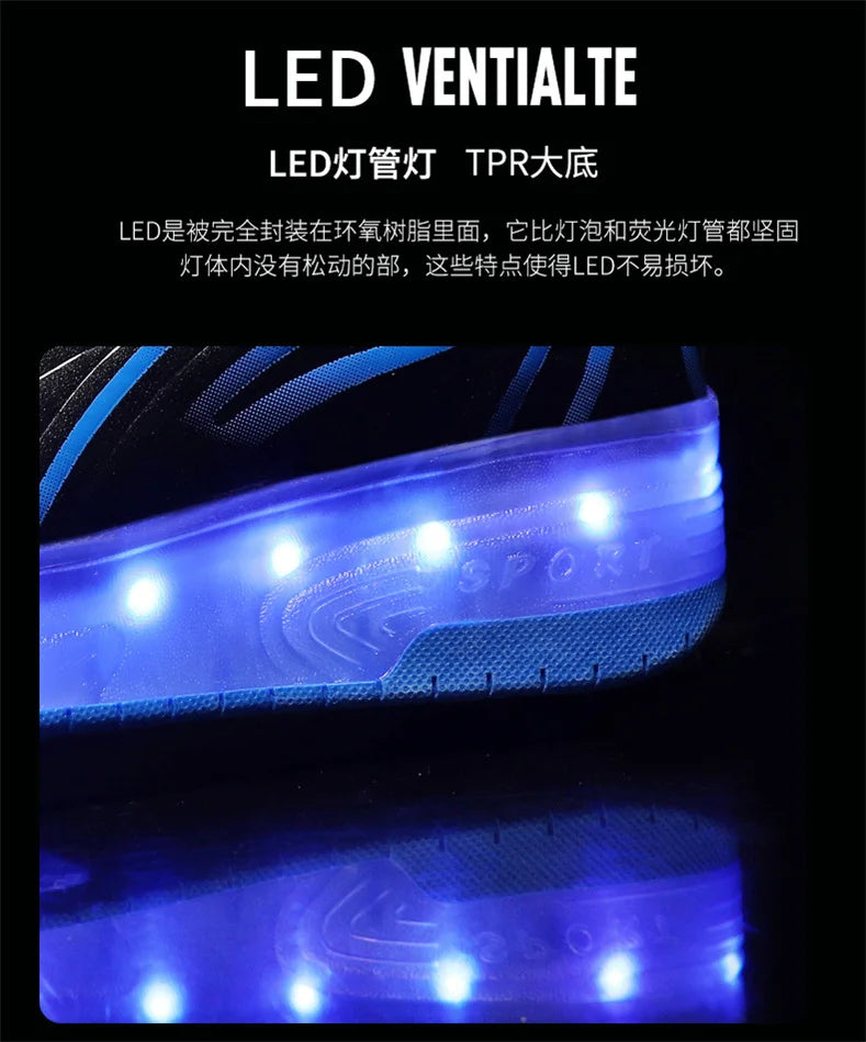 Two-Wheel LED Roller Skate Shoes for Kids – Boys & Girls Luminous Sneakers with USB Charging