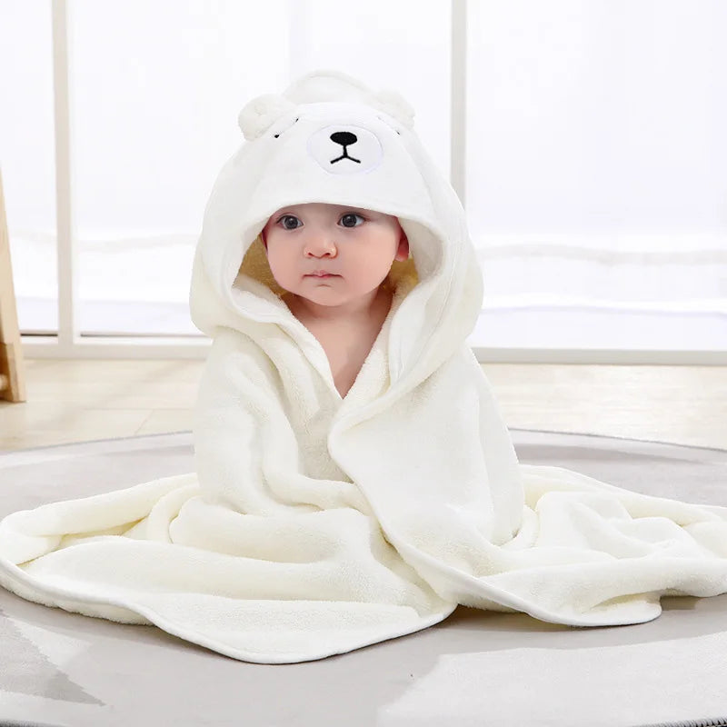Cartoon Animal Baby Hooded Towel – Soft Swaddle Blanket for Newborns & Toddlers